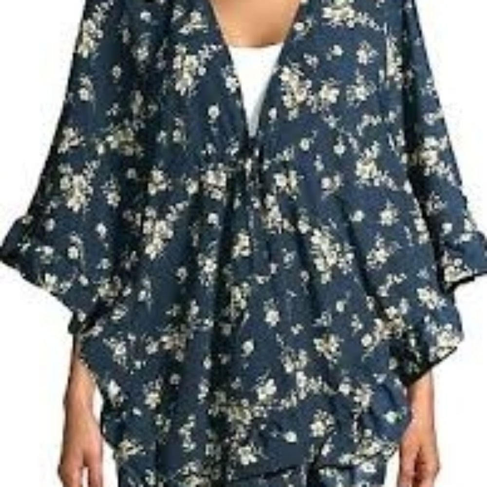 Navy floral kimono size large-B